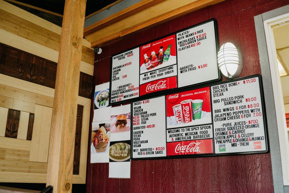 Menu at Spicy Spoon BBQ, Portland