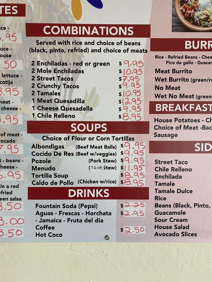Menu at Tamales Con Alma Cocina Mexicana restaurant, Grants Pass
