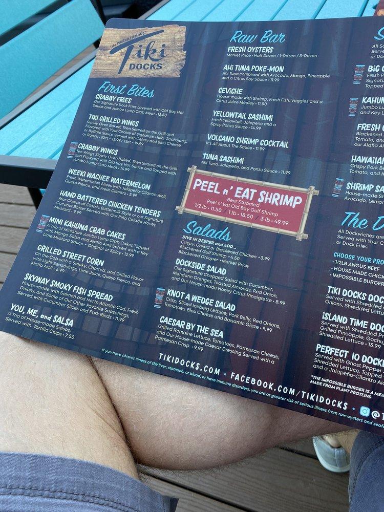 Menu at Tiki Docks Riverview pub & bar, Riverview