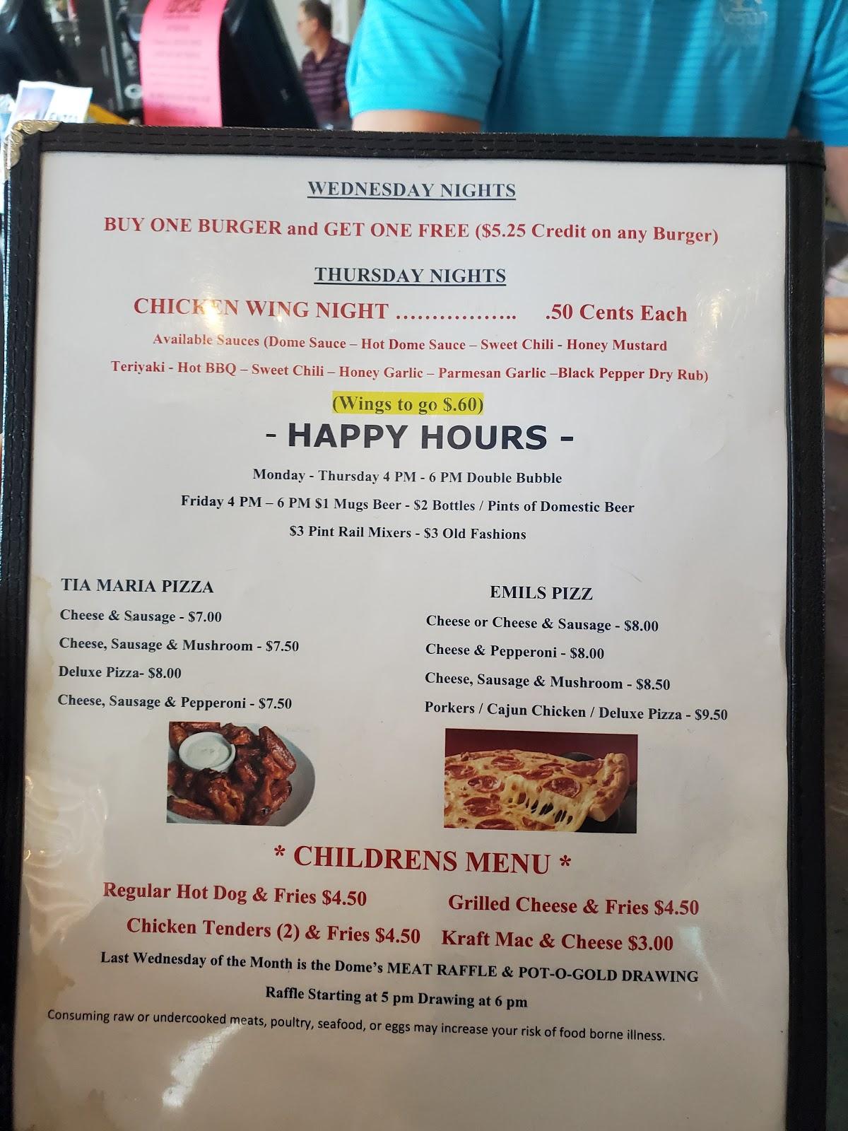 Menu at The Dome Sports Bar & Grill, Neenah, S Commercial St