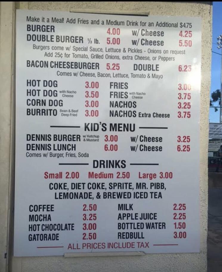 Menu at El Estero Snack Bar, Monterey