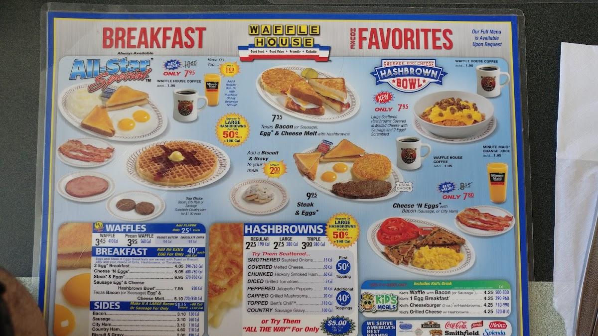 Menu at Waffle House restaurant, Deltona, 414 Deltona Blvd