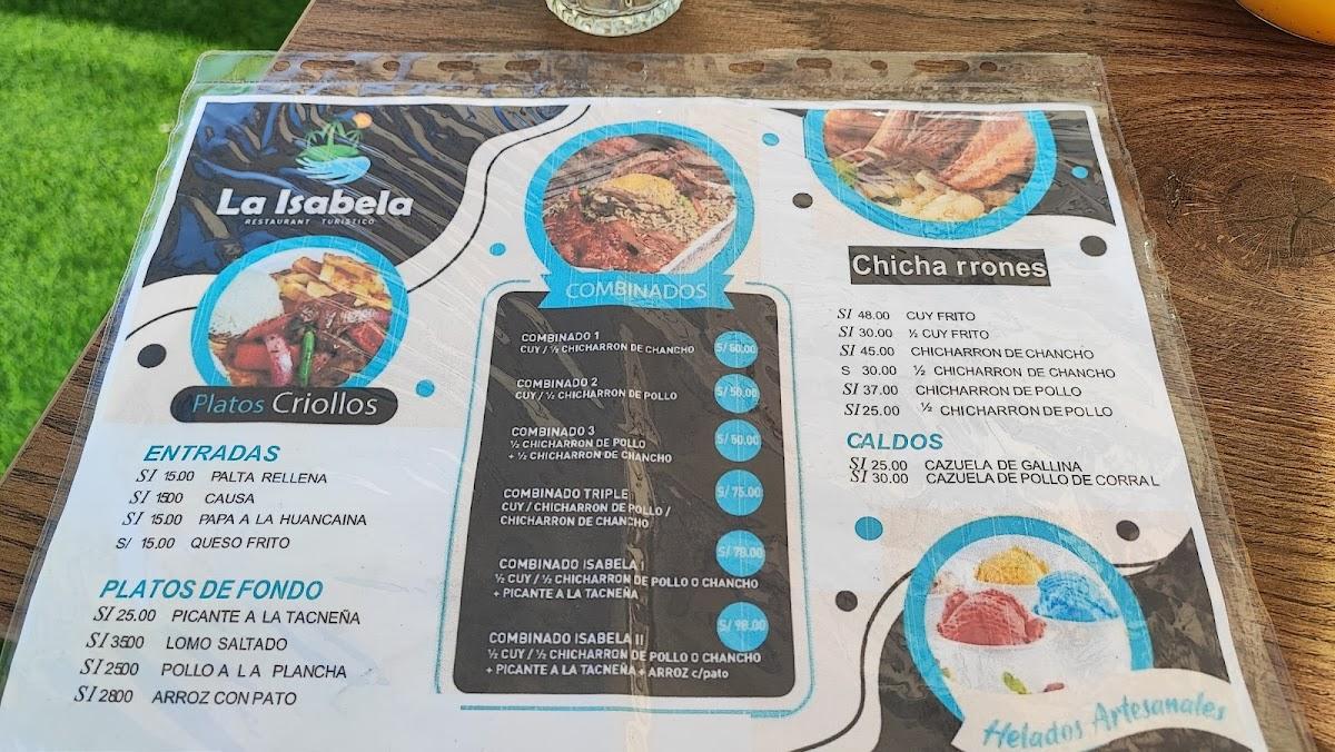 Menu at Restaurante turístico La Isabela Moquegua