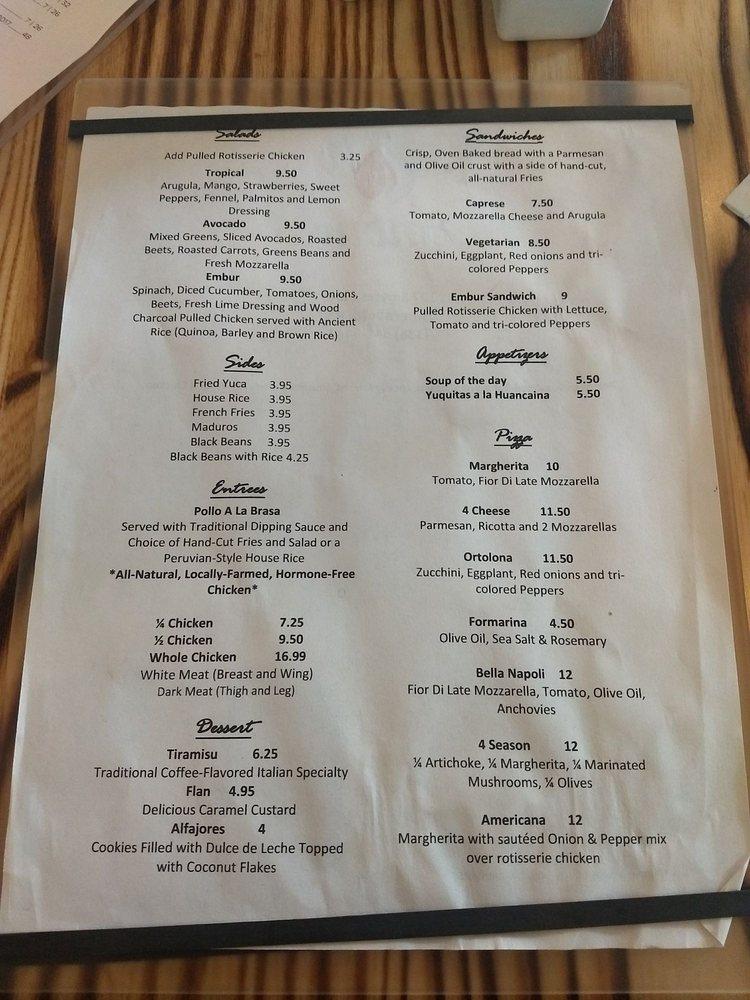 Menu at Embur Fire Fusion desserts, Greensboro