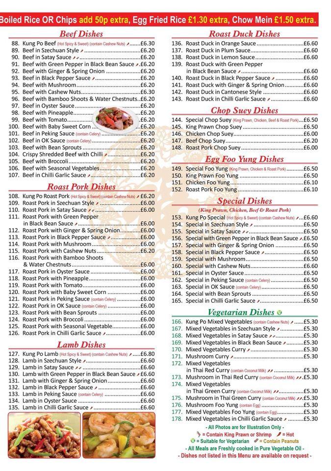 Menu at Aroma Chinese Takeaway fast food, Castleford, 177 Glebe St