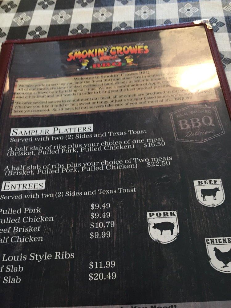 Menu at Smokin' Crowes BBQ, Hanover