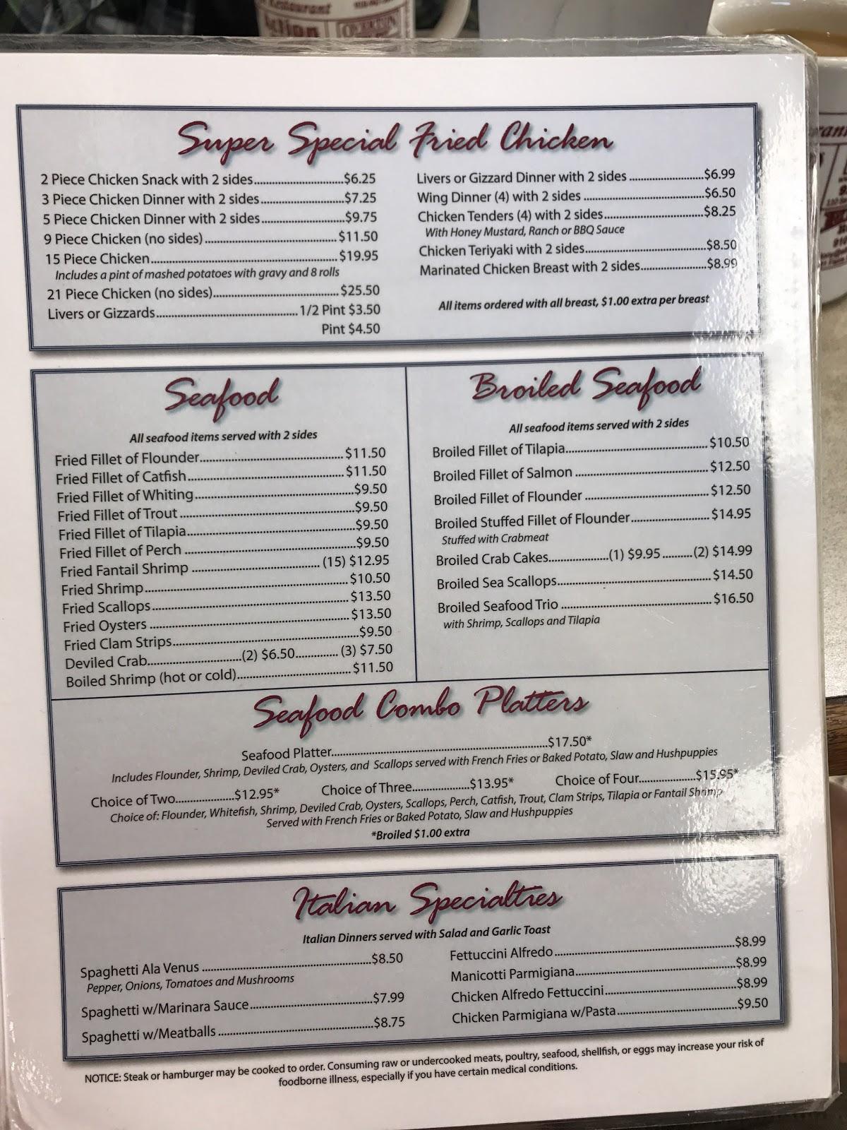 Menu at Pete's Family Restaurant, Carthage