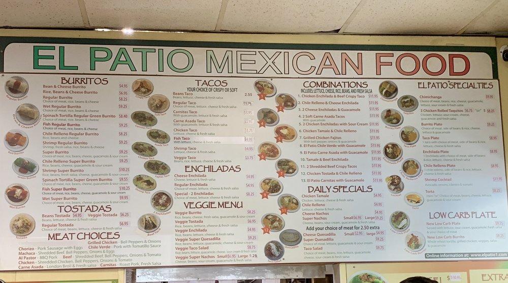Menu at El Patio Mexican Restaurant, Santa Rosa, 425 Stony Point Rd