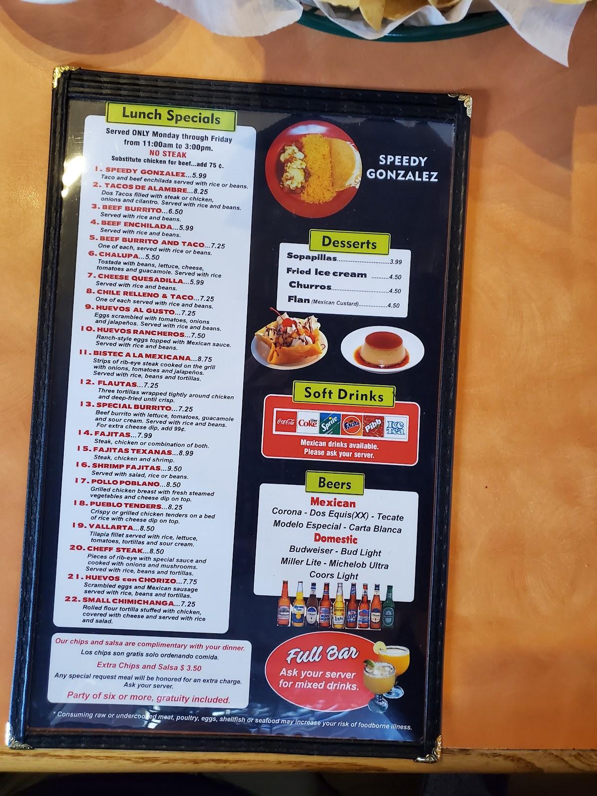 Menu at Pueblo Mexican Restaurant, East Ellijay, 29 Highland Dr