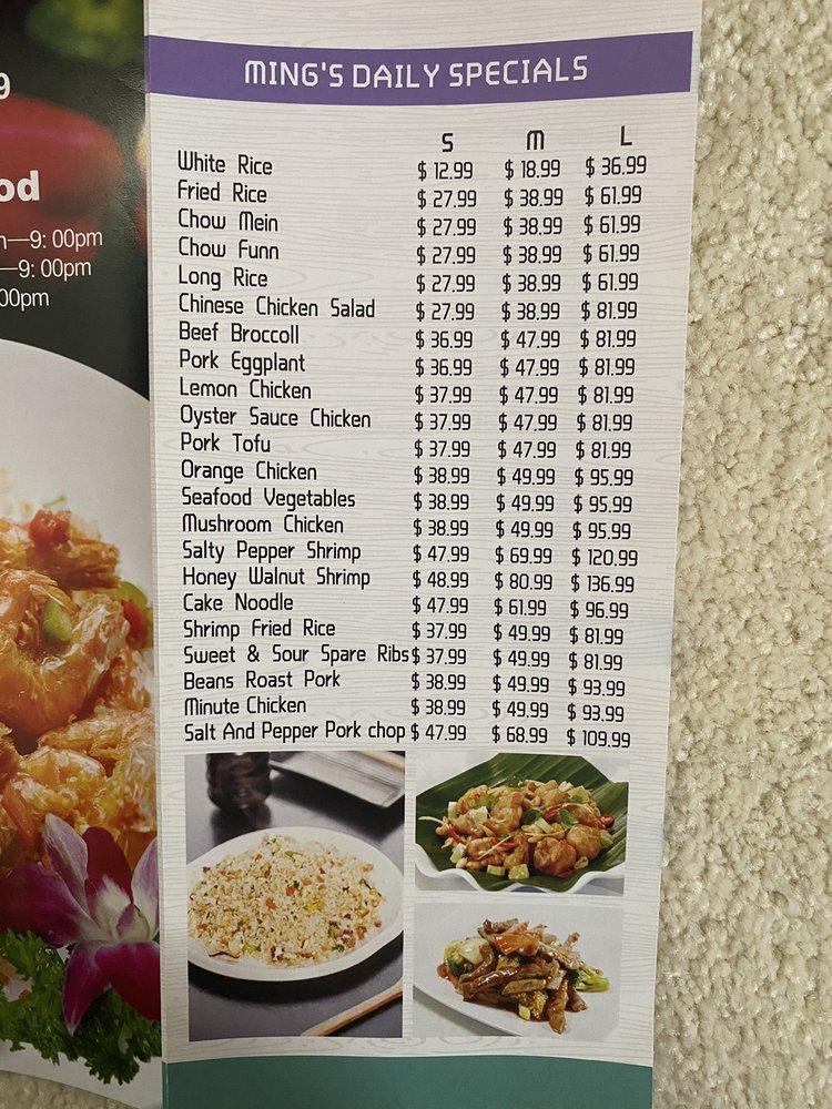 Menu at Mings Canton Food fast food, Pearl City, Kamehameha Hwy