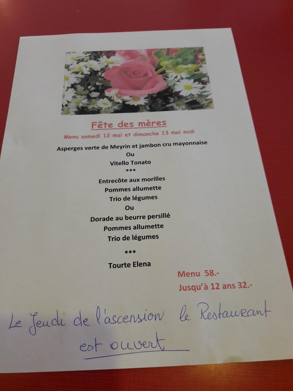 Menu da Restaurant le Claire Vue, Meyrin