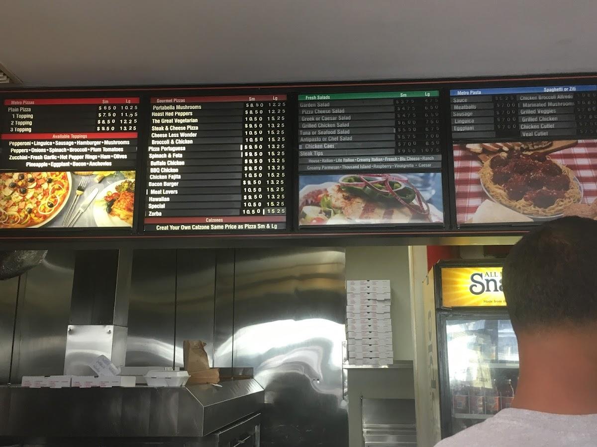 Menu at Metro Pizza pizzeria, New Bedford, 32 Dartmouth St