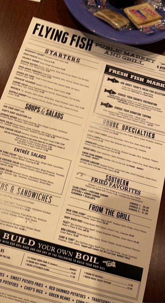 Carta de Flying Fish Public Market & Grill, North Myrtle Beach