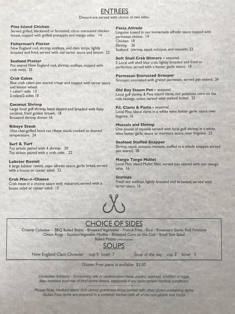 Menu at Hooked Island Grill pub & bar, Matlacha