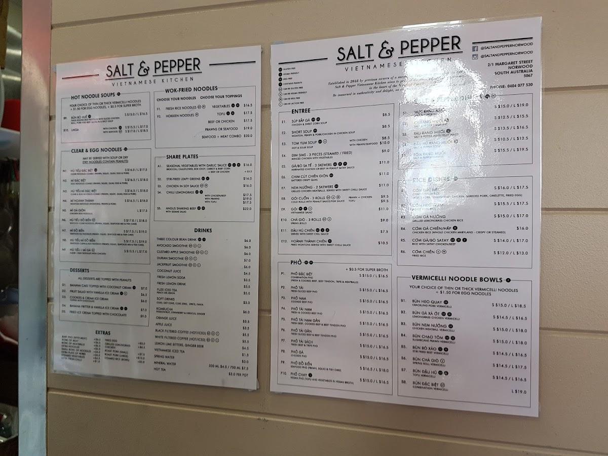 Menu at Salt & Pepper Vietnamese Kitchen restaurant, Norwood, 2/1