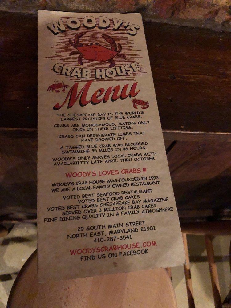 Menu at Woody's Crab House restaurant, North East