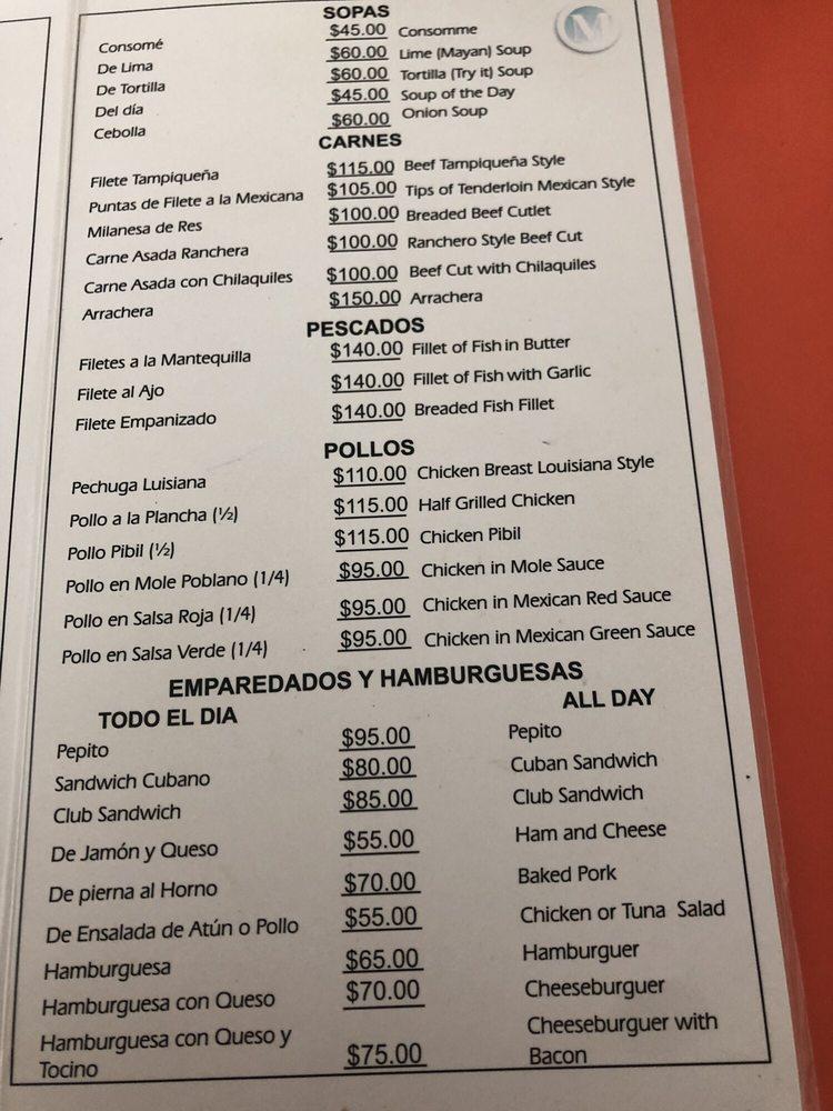 Menu at Cafetería Pop, Merida