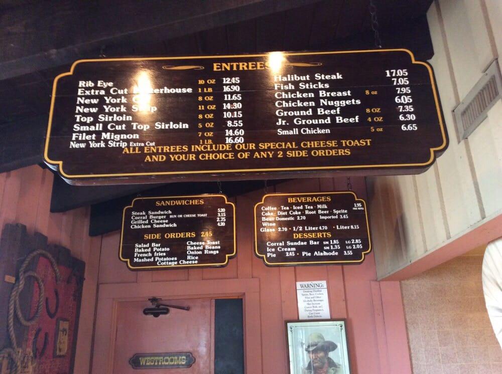 Menu at Steak Corral Restaurants, Whittier