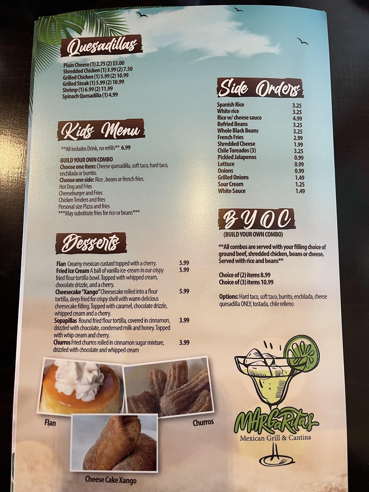 Menu at Margaritas Mexican Grill & Cantina pub & bar, Surf City