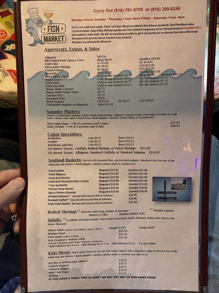 Menu at The Fish Market restaurant, Liberty