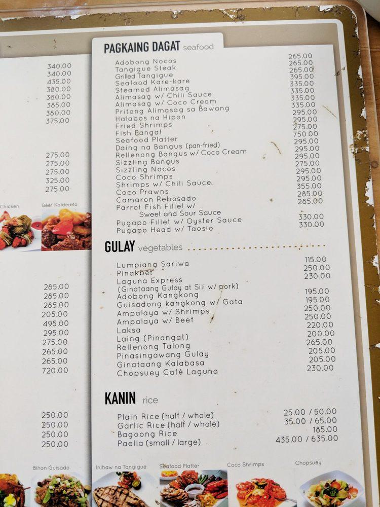 Menu At Cafe Laguna Cebu City Bohol Ave