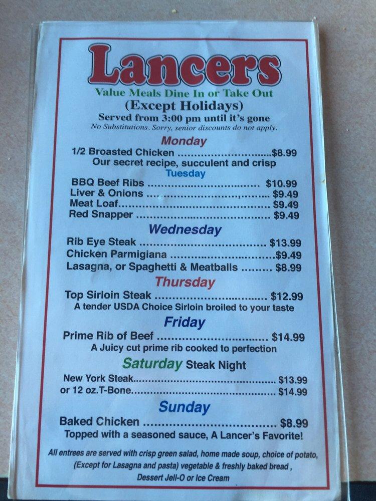 Menu at Lancers Family Restaurant, Burbank