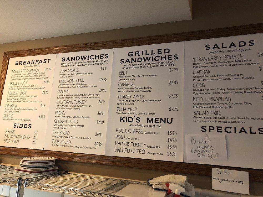 Menu at Edelweiss Bakery and Wine Bar, Prior Lake