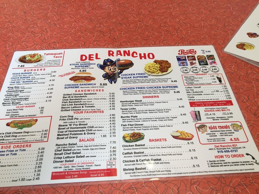 Menu at Del Rancho - Tahlequah fast food, Tahlequah