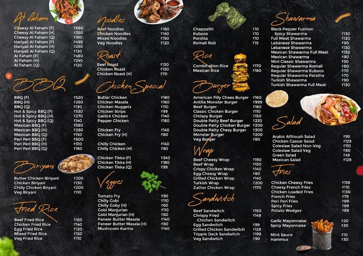 Menu at Black Pepper, Thiruvalla