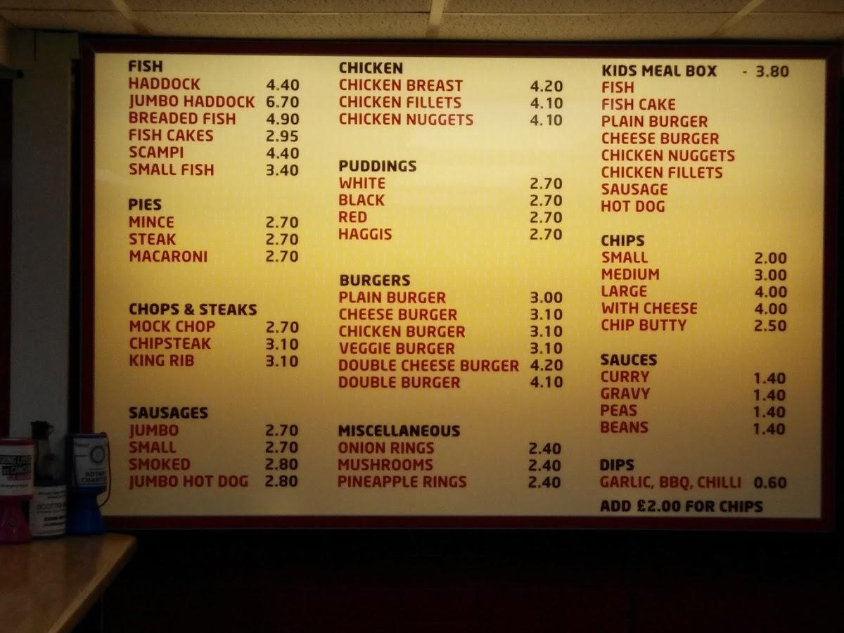 Menu At Kintore Fish Bar, Kintore