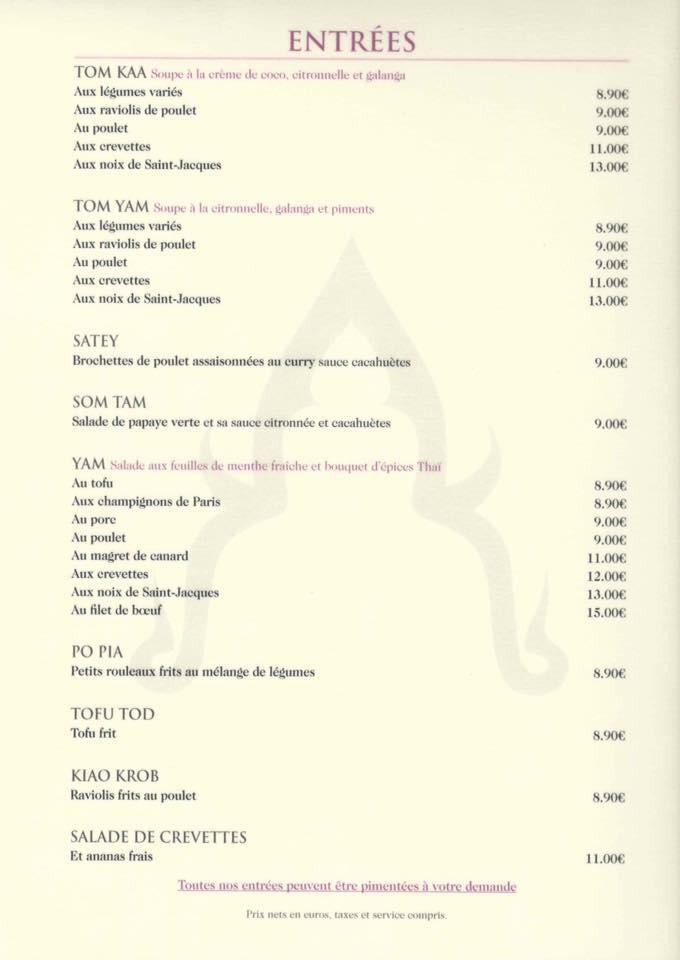 Menu At Thai Spices Restaurant Paris   Re6d Thai Spices Menu 