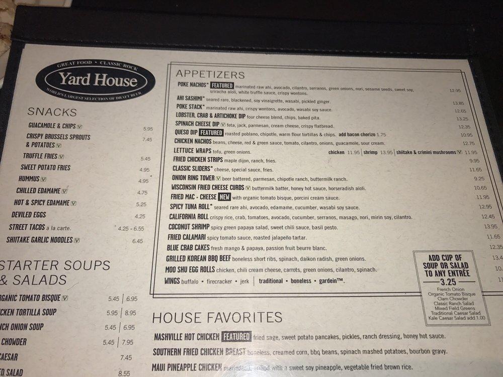 Menu at Yard House pub & bar, Moorestown