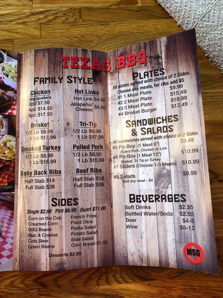 Menu At Big B's Texas BBQ, Las Vegas, S Fort Apache Rd Suite 112