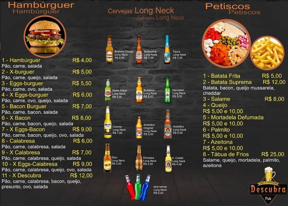 Menu Em Descubra Bar E Petiscaria Brasil