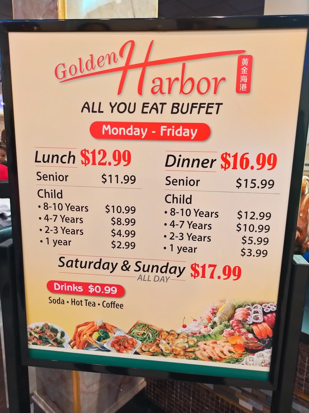 Menu at Golden Harbor Buffet restaurant, Fresno