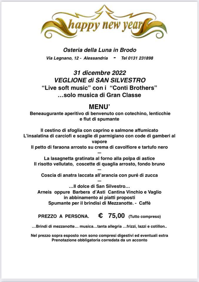 Menu da Osteria della Luna in Brodo ristorante, Alessandria