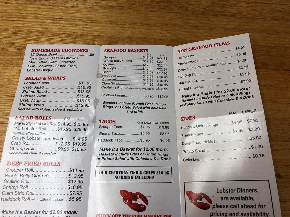Menu at Doug's Seafood restaurant, Bonita Springs