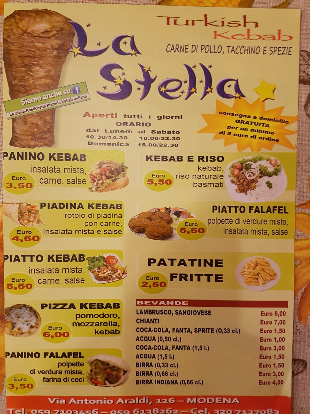 Menu da La Stella ristorante, Modena, Via Antonio Araldi