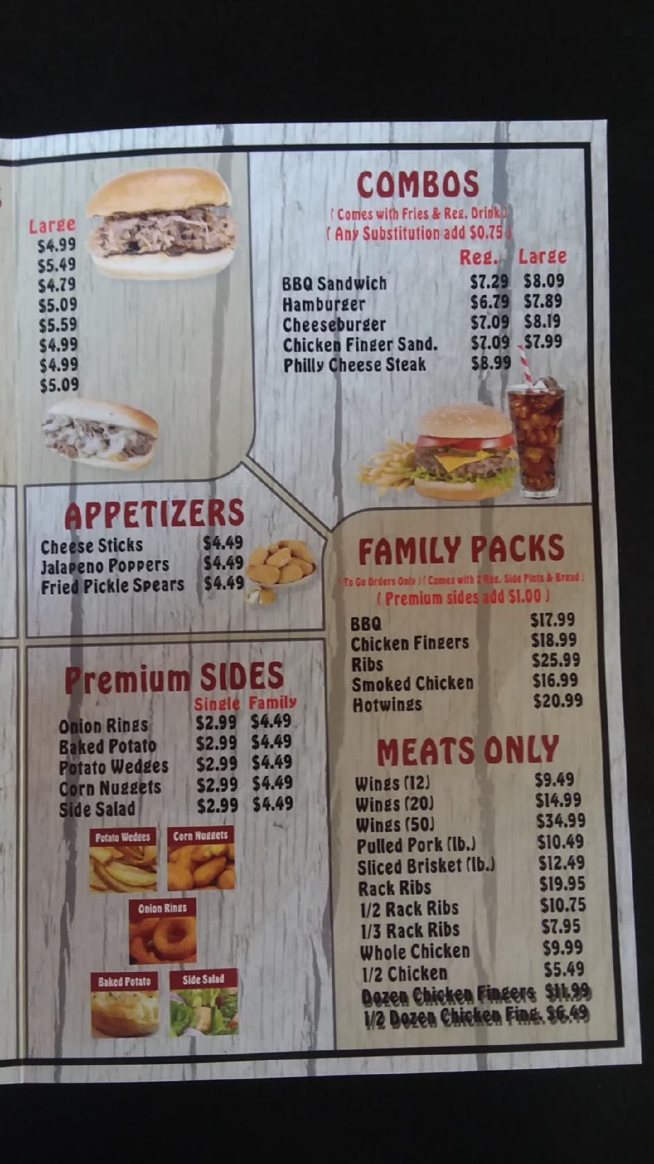 Menu At James' Bar-B-Q & Catering, Geraldine