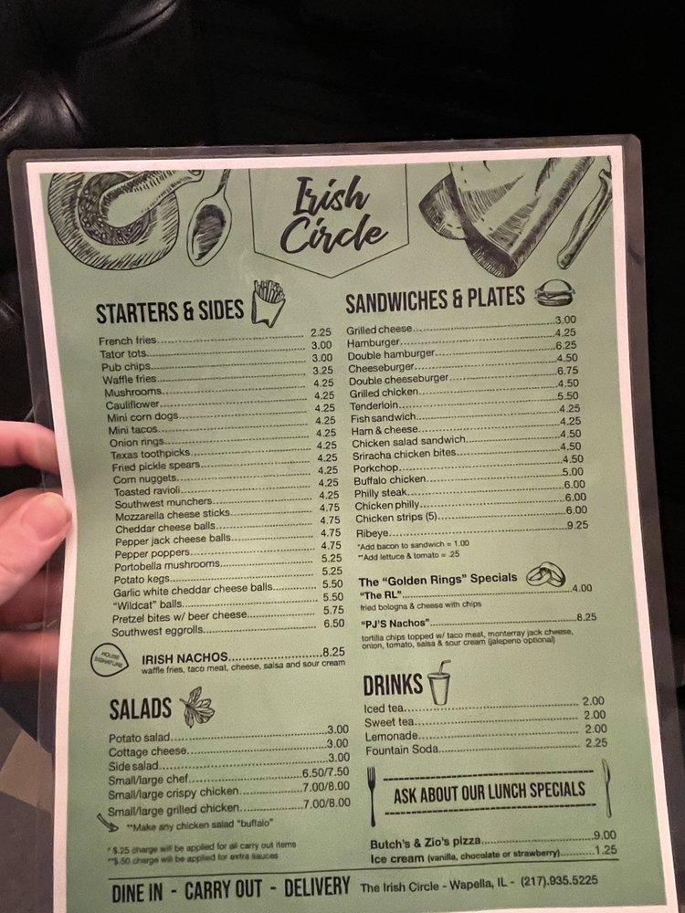Menu at Irish Circle pub & bar, Wapella