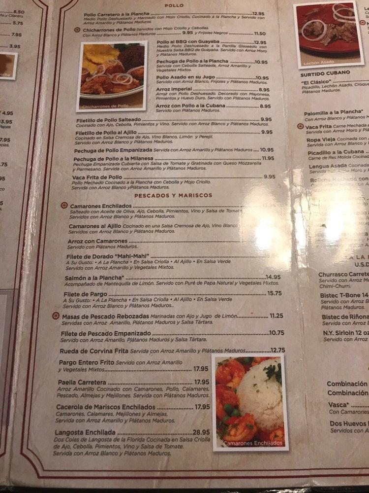 Menu at La Carreta Restaurant, Miami, SW 88th St