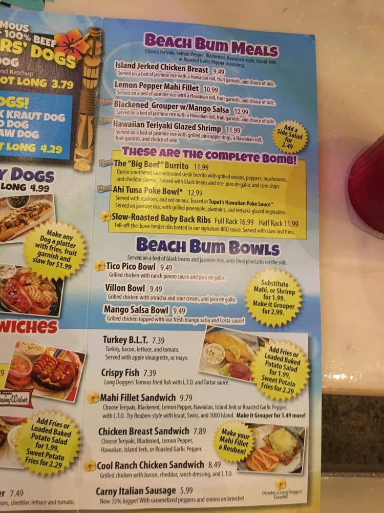 Menu at Long Doggers restaurant, Satellite Beach, S Patrick Dr