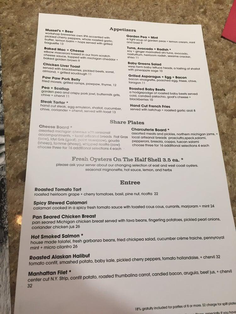 Menu at Warehouse KiTChen + Cork pub & bar, Traverse City