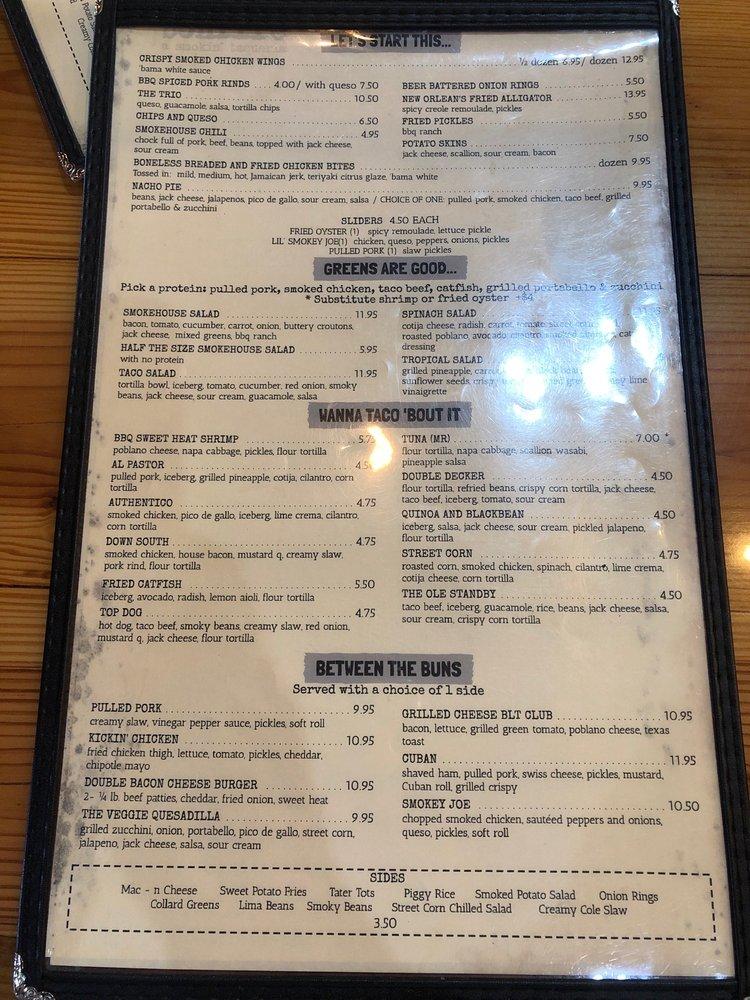 Menu at Bonfire Taqueria BBQ, Conway