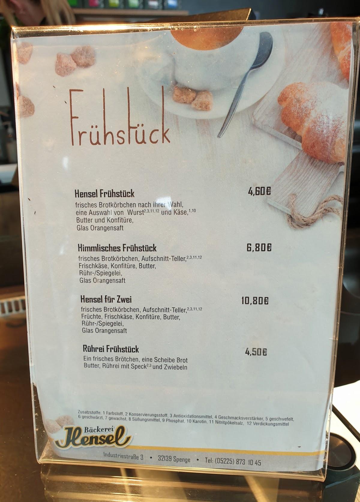 Backerei Hensel Fruhstuck Preise