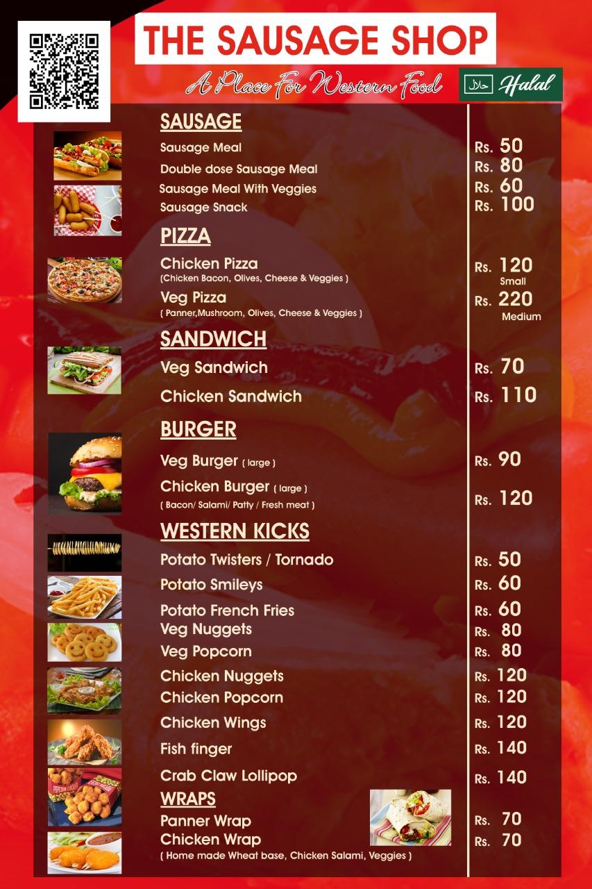 Menu at The Sausage Shop, Karaikudi