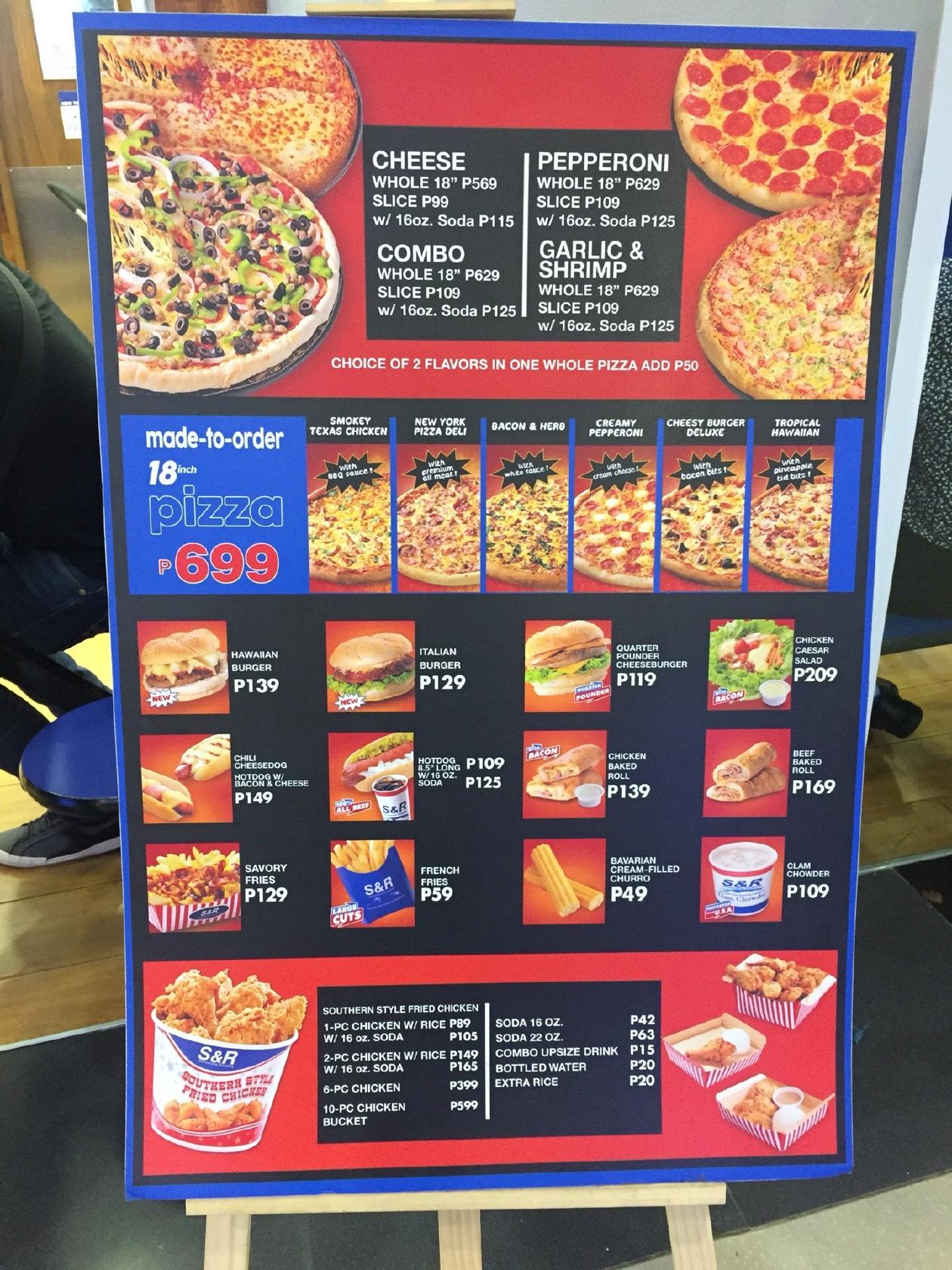 Menu At S R New York Style Pizza Pizzeria Manila 4th Floor Pedro Gil Wing