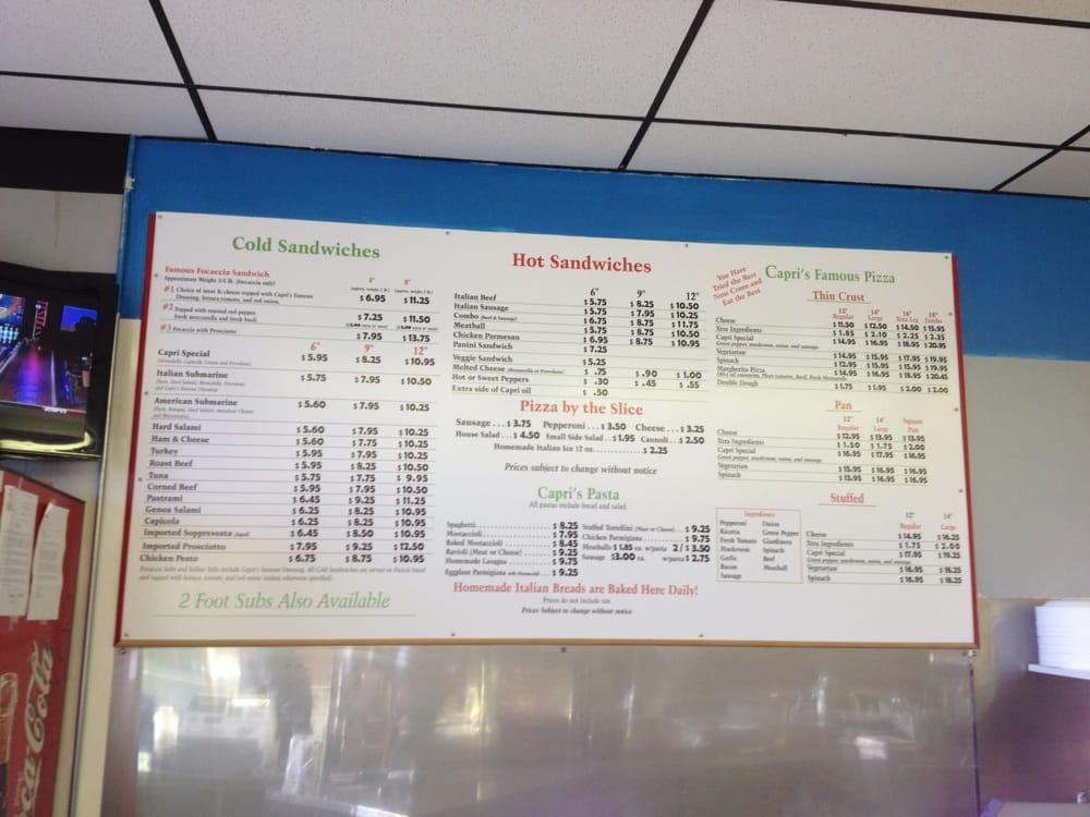 Menu at Capri Deli & Pizza In Palatine pizzeria, Palatine