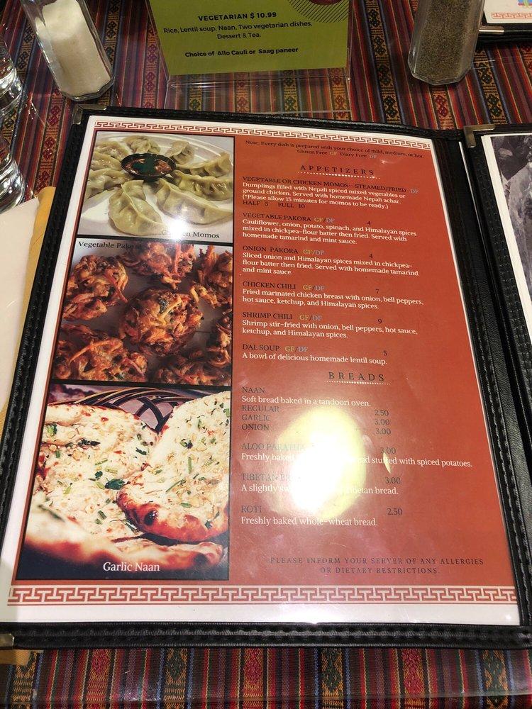 Menu at Everest Sherpa Restaurant, Ann Arbor