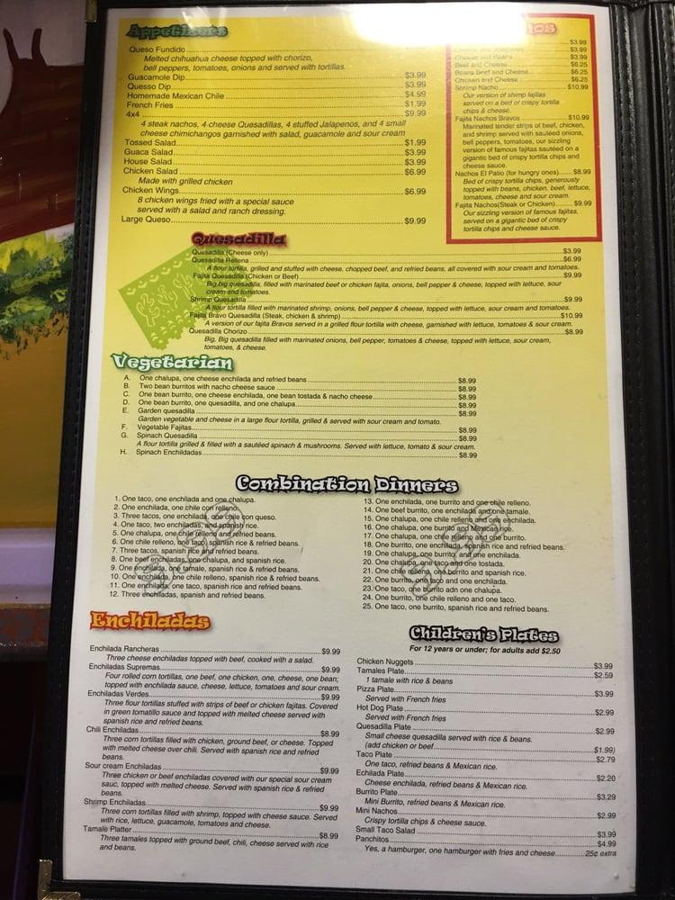 Menu at El Patio restaurant, Many, 160 Fisher Rd